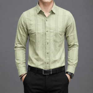 men's textured sage green casual shirt